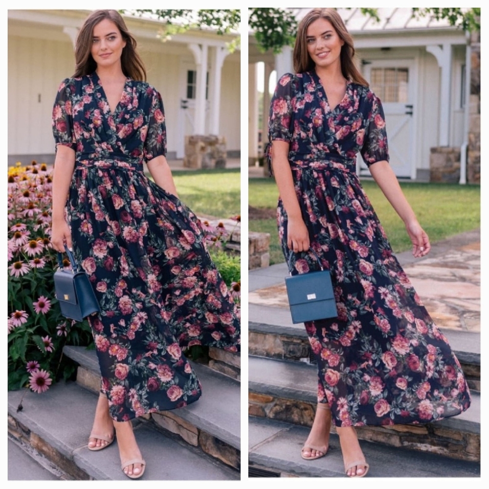 GAL MEETS GLAM ASHLYNN FLORAL MAXI DRESS, SIZE 4
